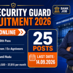 IOB Security Guard Recruitment 2026 - 25 posts for Ex-Servicemen and Ex-Agniveers in Chennai, Tamil Nadu, last date 14.09.2026