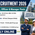 RFCL Recruitment 2026 banner showing 40 Engineer, Officer and Manager posts in Telangana and Noida, salary Rs 14.20 to 31.95 lakh CTC and last date 24.09.2026