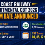 East Coast Railway Departmental CBT 2026 exam date announced - 2,305 candidates called across 7 shifts at KUR, SBP and VSKP on 04, 05, 12 and 15.09.2026