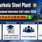 SAIL Rourkela Steel Plant Young Professional Interview Call Letter 2026 download for Personal Interaction on 07 and 08 September 2026