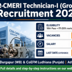 CSIR-CMERI Technician-I (Group II) Recruitment 2026 banner showing 27 posts, 10th pass plus ITI eligibility, approx Rs 39,000 per month salary and last date extended to 13.09.2026