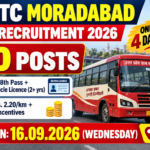 UPSRTC Moradabad driver recruitment 2026 banner - 260 contract driver posts, walk-in Rojgar Mela on 16 September 2026, 8th pass with heavy vehicle licence