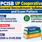 UPCISB UP Cooperative Bank General Recruitment Syllabus 2026 and Exam Pattern banner - 6 sections, 120 questions, 200 marks, 120 minutes, 1/4 negative marking, exam 17.09.2026 to 21.09.2026