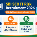 SBI SCO IT Risk Recruitment 2026 – DVP and AVP posts, eligibility, 4 regular + 2 PwBD backlog vacancies, CTC up to Rs 60 lakh, last date 06.10.2026