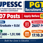 UPESSC PGT Recruitment 2026 banner - 2607 Pravakta Post Graduate Teacher posts in Uttar Pradesh aided secondary schools, Post Graduate plus B.Ed, Level 8 pay Rs. 47,600 to 1,51,100, last date 17.10.2026
