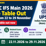 UPSC IFS Main 2026 time table out, Indian Forest Service Main Examination 2026 from 22.11.2026 to 29.11.2026 in 9 AM to 12 Noon and 2:30 to 5:30 PM sessions