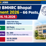 ICMR BMHRC Bhopal Recruitment 2026 banner - 66 Group B and Group C posts including Nursing Officer, Technician and Personal Assistant at Bhopal, Madhya Pradesh. Eligibility 10th or 12th pass, Diploma or Degree. Application fee Rs. 590, free for SC, ST, PwBD, Women and Ex-Servicemen. Apply by 16.10.2026.