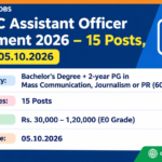 NTPC Assistant Officer Corporate Communication Recruitment 2026 banner showing 15 posts, eligibility, E0 grade salary Rs. 30,000 to 1,20,000 and last date 05.10.2026