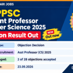 MPPSC Assistant Professor Computer Science 2025 objection result out – 2 of 28 objections accepted, notice dated 23.09.2026