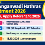UP Anganwadi Hathras Recruitment 2026 – 252 Posts, Apply Before 13.10.2026 UP Anganwadi Hathras Recruitment 2026 – 252 Karyakatri and Sahayika posts, women only, 12th pass, apply before 13.10.2026