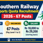 Southern Railway Sports Quota Recruitment 2026 – 67 posts, eligibility 10th/12th/graduate with sports achievements, last date 25.10.2026