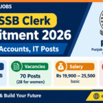 PSSSB Clerk Recruitment 2026 banner: 70 Clerk (Legal, Accounts, IT) posts, 28 for women, pay Rs 19,900 to 25,500, last date 19.10.2026