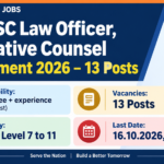 UPSC Advt No. 12/2026 banner: Law Officer and Legislative Counsel recruitment, 13 posts, Pay Level 7 to 11, last date 16.10.2026