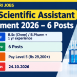 BTSC Scientific Assistant Recruitment 2026 – 6 Posts, Apply by 24.10.2026 BTSC Scientific Assistant Recruitment 2026 - 6 posts, B.Sc Chemistry or B.Pharm with 1 year experience, last date 24.10.2026