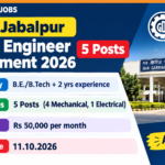 GCF Jabalpur Design Engineer Recruitment 2026 – 5 Posts, Apply Before 11.10.2026 GCF Jabalpur Design Engineer Recruitment 2026 banner showing 5 posts, B.E./B.Tech with 2 years experience, Rs 50,000 per month salary and last date 11.10.2026