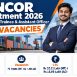 CONCOR Recruitment 2026 banner announcing 77 Management Trainee and Assistant Officer vacancies, with online applications open from 31.08.2026 to 30.09.2026