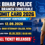 CSBC Bihar Police Special Branch Constable PST Admit Card 2026 banner: PST on 12.09.2026 at Bihar Veterinary College Patna, download from 05.09.2026