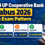 UPCISB UP Cooperative Bank Syllabus 2026 and Main Exam Pattern banner: Main Exam online, 120 questions for 200 marks in 120 minutes, 1/4 negative marking, exam on 07 and 08.09.2026
