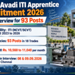 CVRDE Avadi ITI Apprentice Recruitment 2026 banner - walk-in interview for 93 ITI apprentice posts in 18 trades, eligibility ITI NCVT SCVT passed 2023 to 2026, stipend Rs 10560 to 11040 per month, interview on 08 and 09 September 2026 at Avadi Chennai