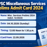 WBPSC Miscellaneous Services Recruitment Preliminary Examination 2024 admit card banner - exam 04.10.2026, 12 Noon to 1:30 pm, admit card from 22.09.2026