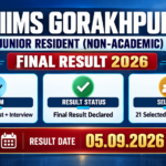 AIIMS Gorakhpur Junior Resident (Non-Academic) Final Result 2026 banner - 21 selected, 5 waitlisted, result date 05.09.2026