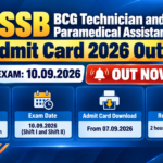 JKSSB BCG Technician and Paramedical Assistant Admit Card 2026 banner - exam on 10.09.2026 in Shift I and Shift II, admit card download from 07.09.2026