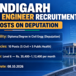 Chandigarh Junior Engineer Recruitment 2026 banner - 10 JE posts (5 Civil, 5 Public Health) on deputation, Level 6 Rs. 35,400-1,12,400, last date 08.10.2026