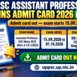 UPPSC Assistant Professor Mains Admit Card 2026 Out – Exam from 15.09.2026 UPPSC Assistant Professor Government Degree College Mains Admit Card 2026 banner - Advt. No. A-7/E-1/2025, exam 15.09.2026 to 01.10.2026, 09:30 AM to 12:30 PM