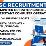 UPSSSC Computer Operator Grade-A and Assistant Computer Operator Recruitment 2026 – Apply Online for 12 Posts (Advt No. 20-Pariksha/2026) UPSSSC Computer Operator Grade-A and Assistant Computer Operator Recruitment 2026 banner: apply online for 12 posts, eligibility Graduate plus O Level or Diploma, application fee Rs 25 for all categories, last date 28.09.2026