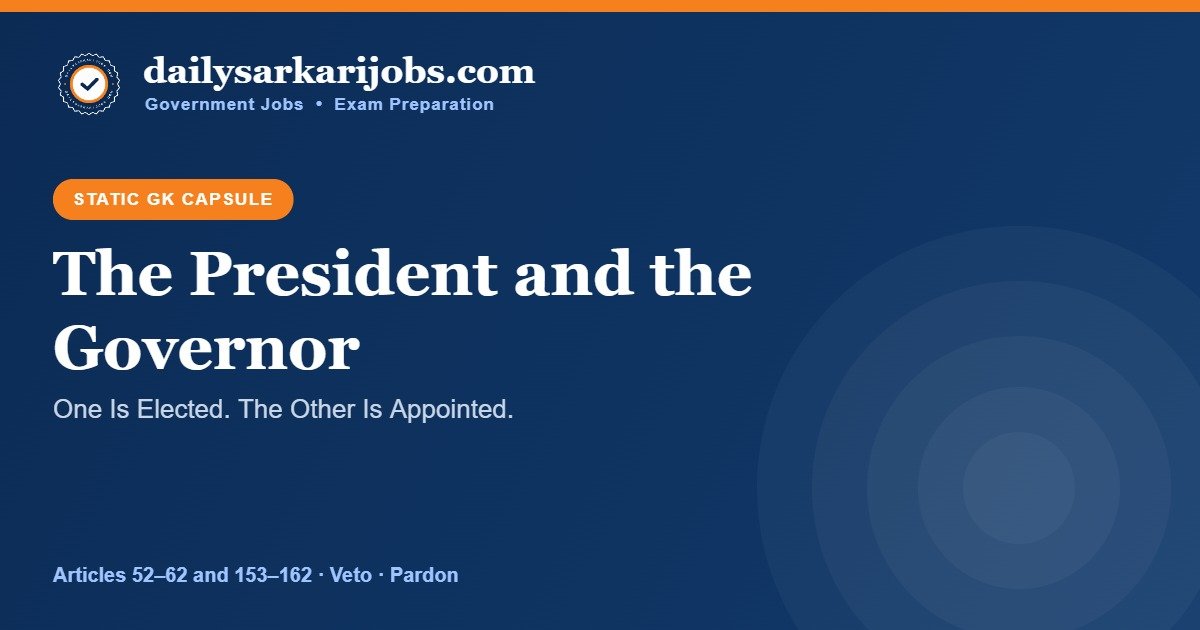 President and Governor Static GK banner – election, impeachment, veto powers and the pardoning power
