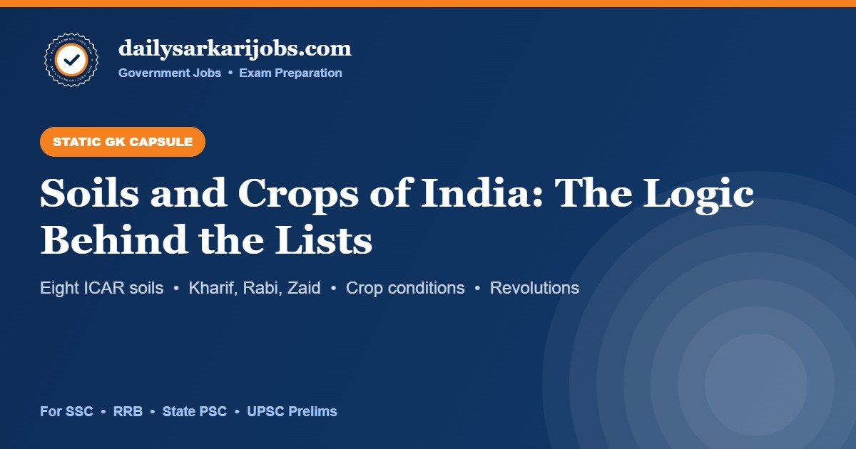 Banner for dailysarkarijobs.com Static GK capsule on soils and crops of India