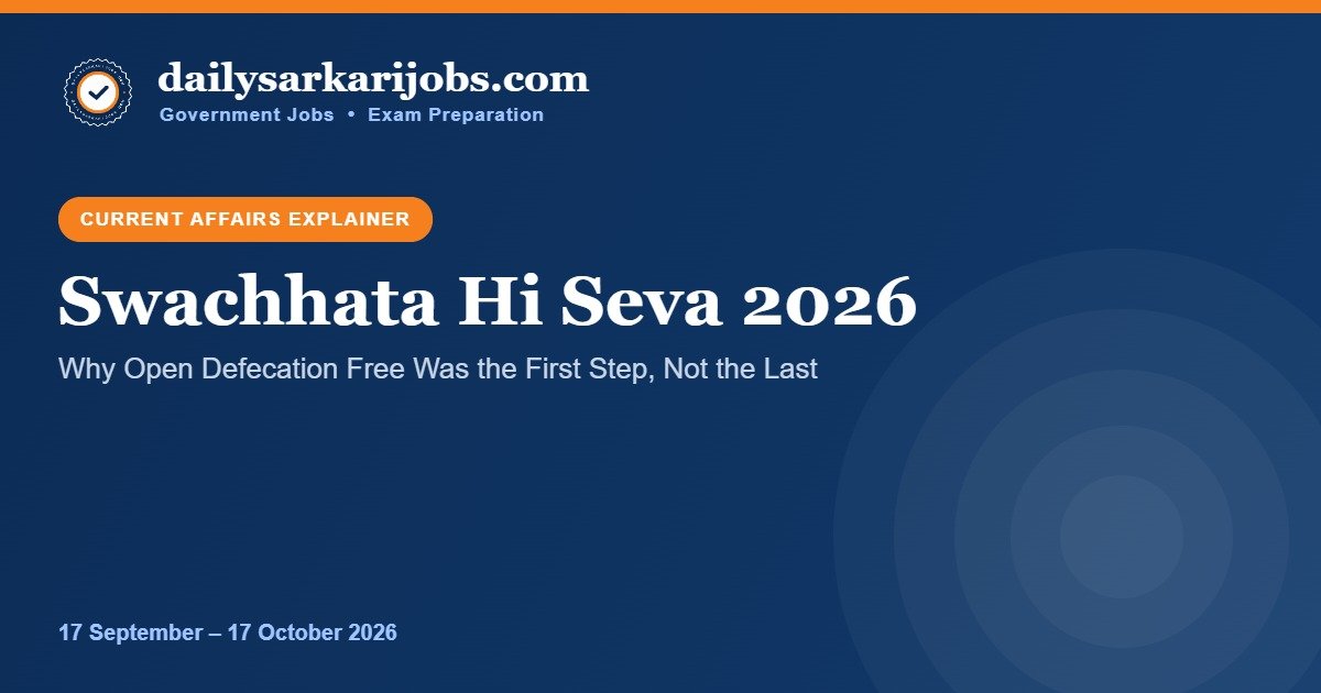 Swachhata Hi Seva 2026 banner – Swachh Bharat Mission and the ODF to Water+ ladder explained