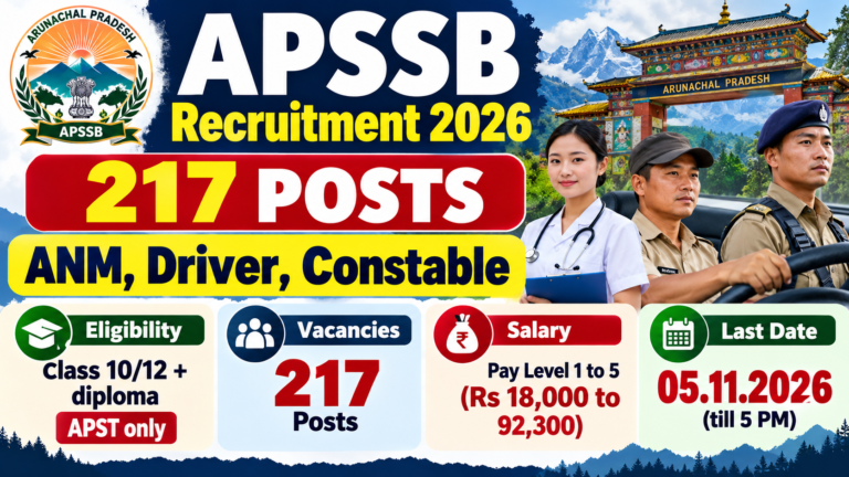 APSSB Recruitment 2026 – 217 Posts, ANM, Driver, Constable