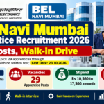 BEL Navi Mumbai Apprentice Recruitment 2026 banner showing 29 posts, walk-in drive and last date 23.10.2026
