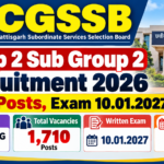 CGSSB Group 2 Sub Group 02 Recruitment 2026 for 1710 posts