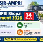 CSIR AMPRI Bhopal Recruitment 2026 notification for 14 posts