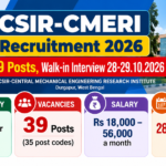 CSIR-CMERI Recruitment 2026 – 39 Posts, Walk-in Interview 28-29.10.2026 CSIR-CMERI Recruitment 2026 banner: 39 posts, walk-in interview 28-29.10.2026 at Durgapur, West Bengal