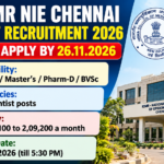 ICMR NIE Chennai Scientist Recruitment 2026 banner showing 8 posts, eligibility, salary and last date 26.11.2026