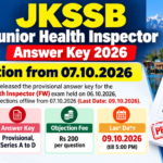 JKSSB Junior Health Inspector Answer Key 2026 – Objection from 07.10.2026 JKSSB Junior Health Inspector provisional answer key 2026 banner showing objection from 07.10.2026 and Rs 200 fee per question