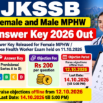 JKSSB Female and Male MPHW answer key 2026 out: provisional answer key, Series A to D, Rs 200 per question, objections from 12.10.2026
