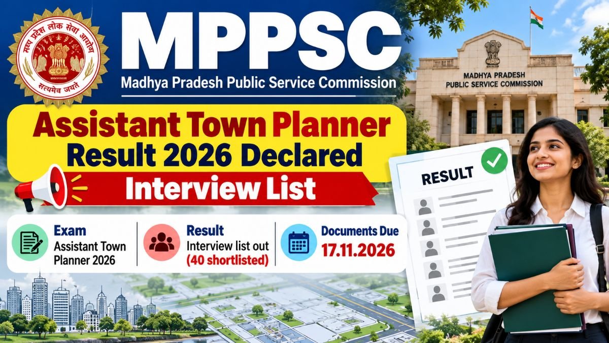 MPPSC Assistant Town Planner Result 2026 declared: interview list with 40 shortlisted candidates