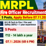 MRPL Fire Officer Recruitment 2026 banner showing 5 posts, eligibility, salary and last date 07.11.2026