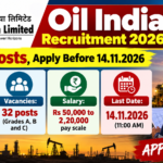 Oil India Recruitment 2026 banner – 32 Grade A, B and C posts, apply before 14.11.2026