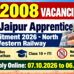 RRC Jaipur Apprentice Recruitment 2026 – 2008 Posts, Apply by 06.11.2026 RRC Jaipur Apprentice Recruitment 2026 banner: 2008 vacancies, North Western Railway, apply online 07.10.2026 to 06.11.2026