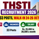 THSTI Recruitment 2026 banner: 33 posts for Research Nurse, Technician and Field Worker, walk-in interviews on 24 and 26 October 2026