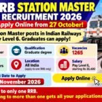 RRB Station Master Recruitment 2026 – 1265 Posts, Apply Before 25.11.2026 RRB Station Master Recruitment 2026 banner: 1265 posts, Pay Level 6, graduates can apply, last date 25 November 2026