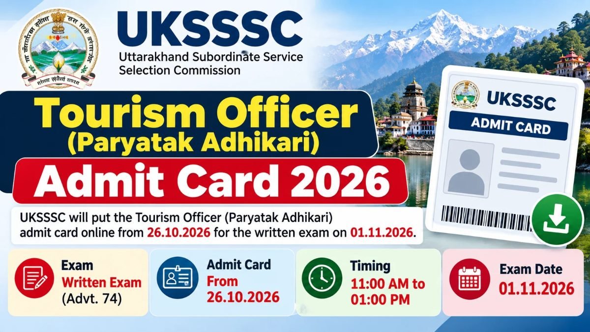 UKSSSC Tourism Officer (Paryatak Adhikari) Admit Card 2026 – download from 26.10.2026, written exam on 01.11.2026