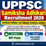 UPPSC Samiksha Adhikari Recruitment 2026 banner: 501 posts, apply online by 26.11.2026